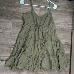 Elegant Olive Green High Low Dress